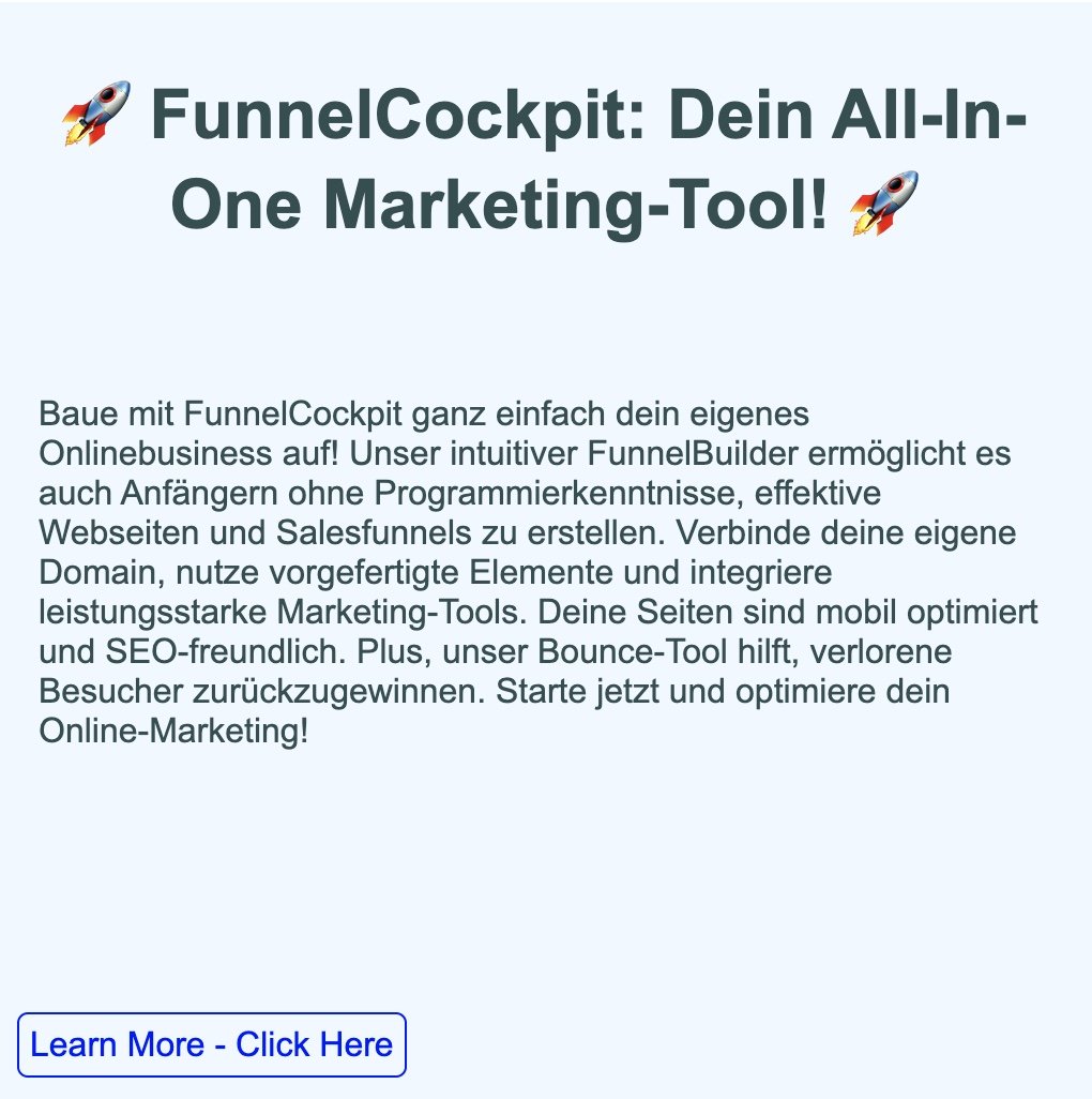 #OnlineMarketing #DigitalMarketing #SEO #WebDesign #FunnelBuilding #Automatisierung #BusinessTools #MarketingAutomation #Webentwicklung #ConversionOptimization #BounceRateReduction #MarketingStrategien #WebseitenOptimierung #FunnelCockpit 🚀🔗💻 xploroom.com/bc9e 💻🔗🚀