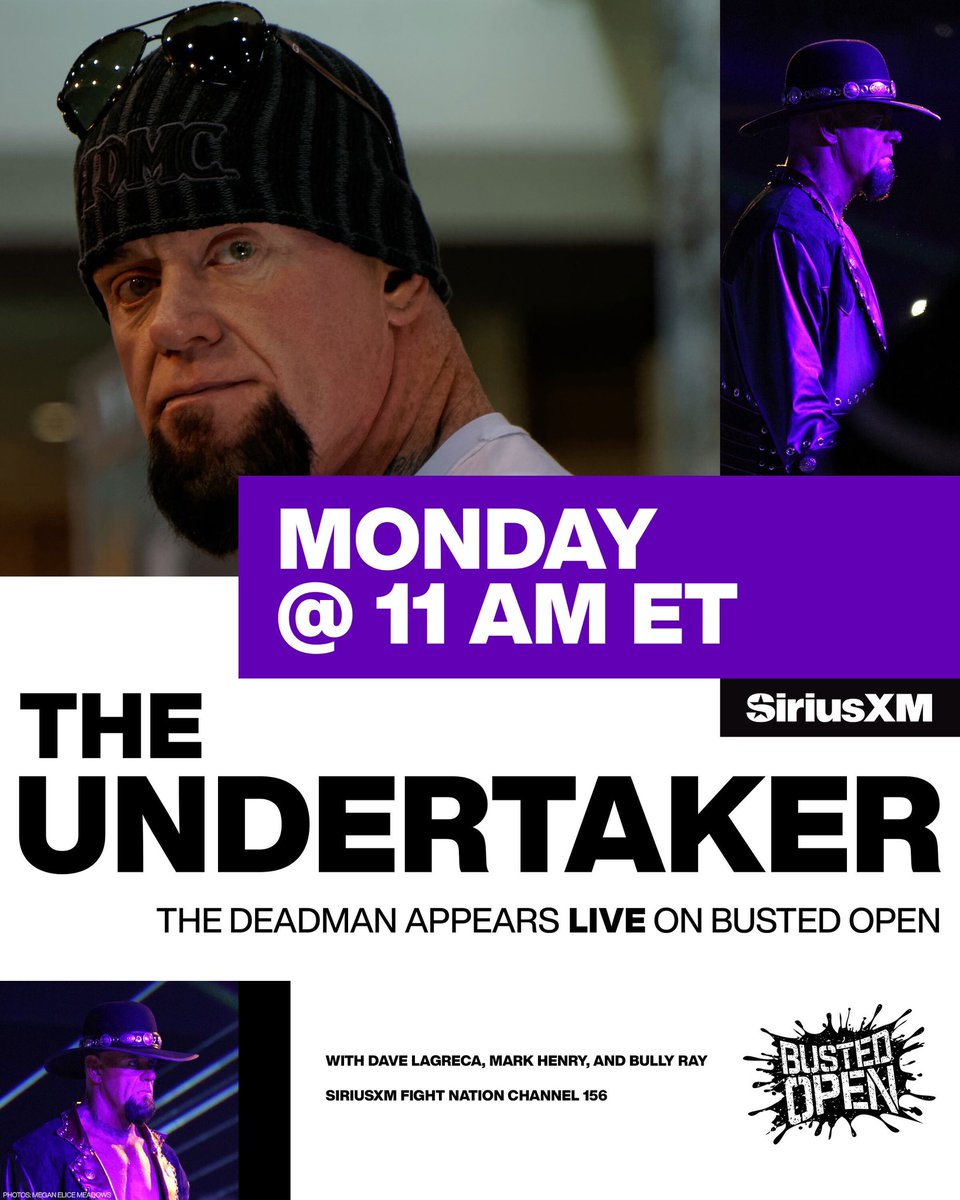 Big interview lined up for Monday LIVE at 11AM ET on #BustedOpen247 with @undertaker!!!🤯