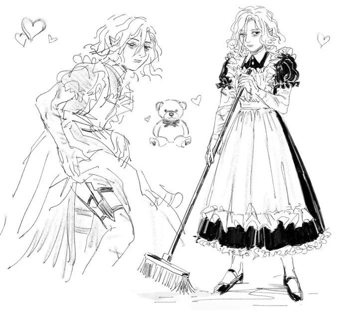 maid day mithrun sketches ♥️🧸🎀 