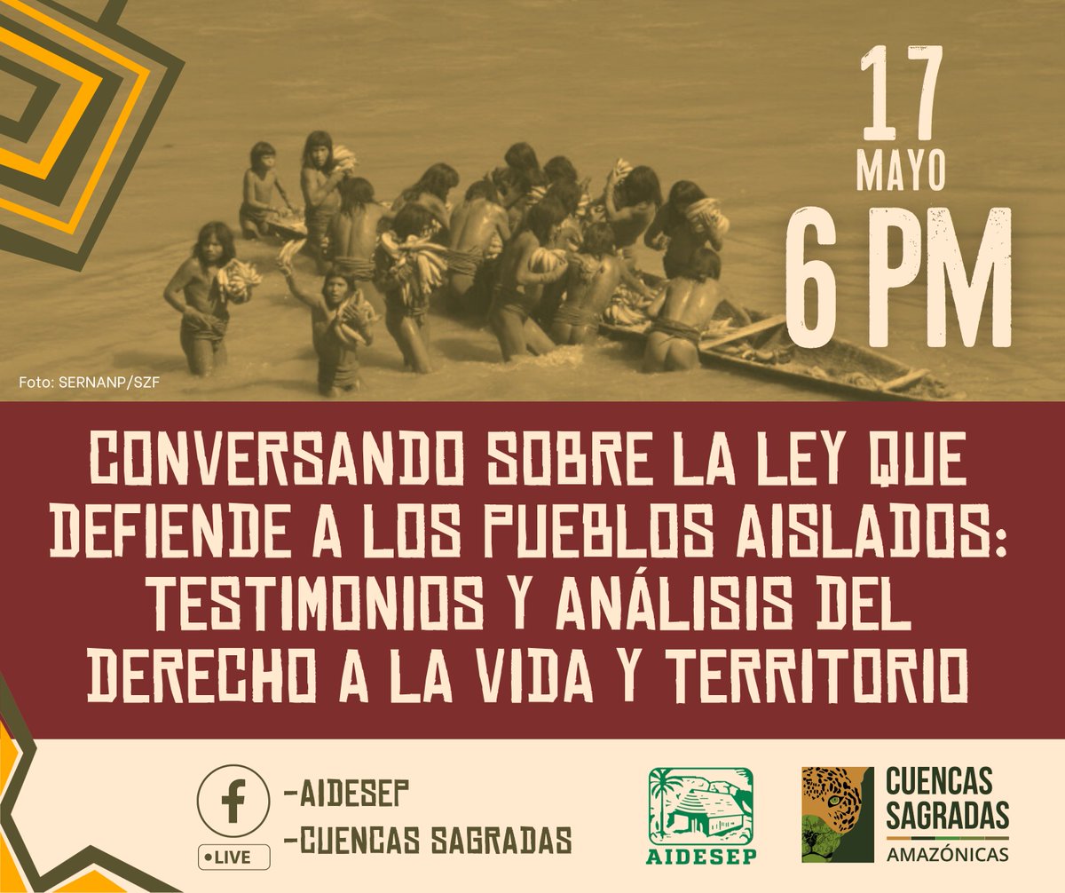 #Evento 📲 A casi 18 años de la promulgación de la Ley de Protección de los #PIACI, ¿Qué tanto hemos avanzado en la implementación de las salvaguardas para proteger a los pueblos aislados? 🧐 Conoce más sobre el tema en el conversatorio que llevaremos a cabo. 📆 17/05 🕙6: p. m.