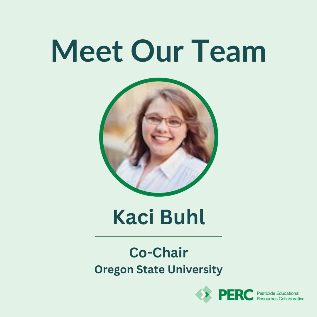 Meet PERC co-chair Kaci Buhl! 💚 Kaci has 15+ years of experience in pesticide exposure prevention and education. She’s currently working as Assoc. Professor of Practice at Oregon State University where she coordinates the Statewide Pesticide Safety Education Program. 👏