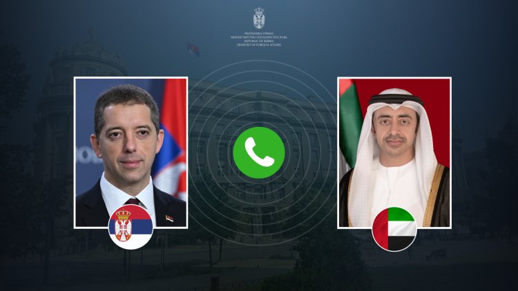 Talking tonight to His Highness Sheikh Abdullah bin Zayed Al Nahyan @OFMUAE, I emphasized that #Serbia considers the #UnitedArabEmirates to be one of our strategic partners.
