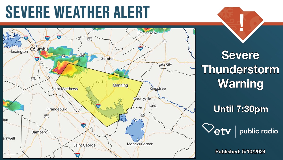 Severe Thunderstorm Warning for Calhoun, Clarendon, Orangeburg, Richland and Sumter County until 7:30pm. Details at bit.ly/427ZNyo #SCWX