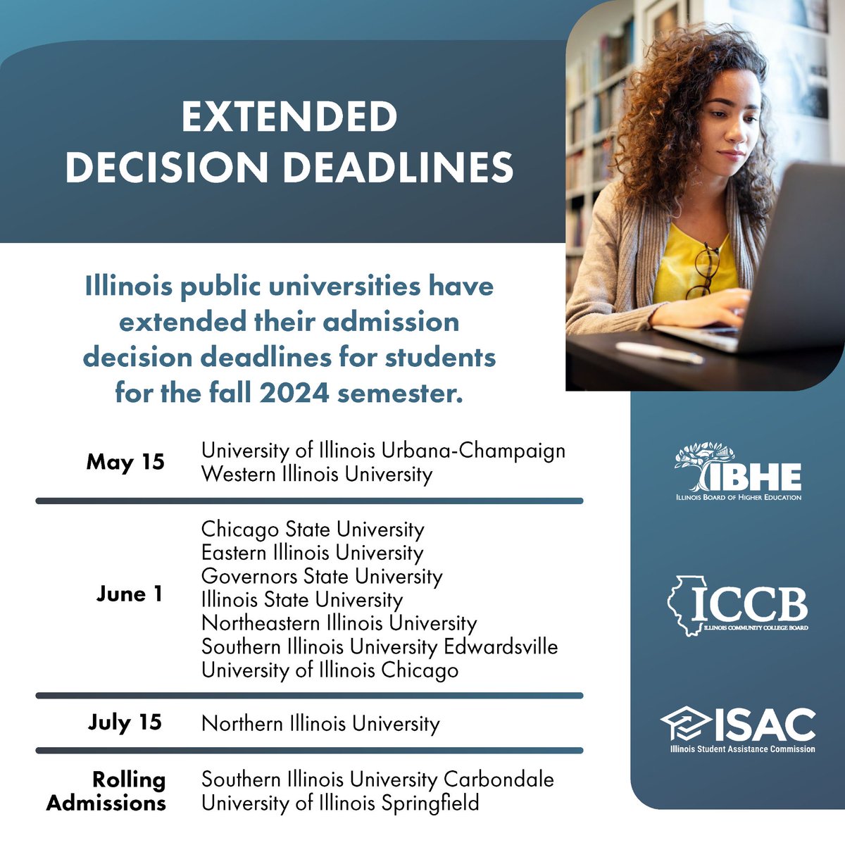 Students still have time to commit to an Illinois university for fall 2024! High school seniors who did not complete a FAFSA or Alt App should complete this brief form at isac.org/connect. @ISACFinAid will be in touch to help with financial aid apps.