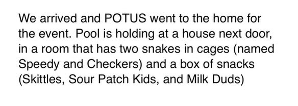 Translating report from Press Pool traveling with POTUS… “He’s at the event and I’m hanging with snakes and eating milk duds.” President Biden due in Seattle in 5pm hour. @komonews
