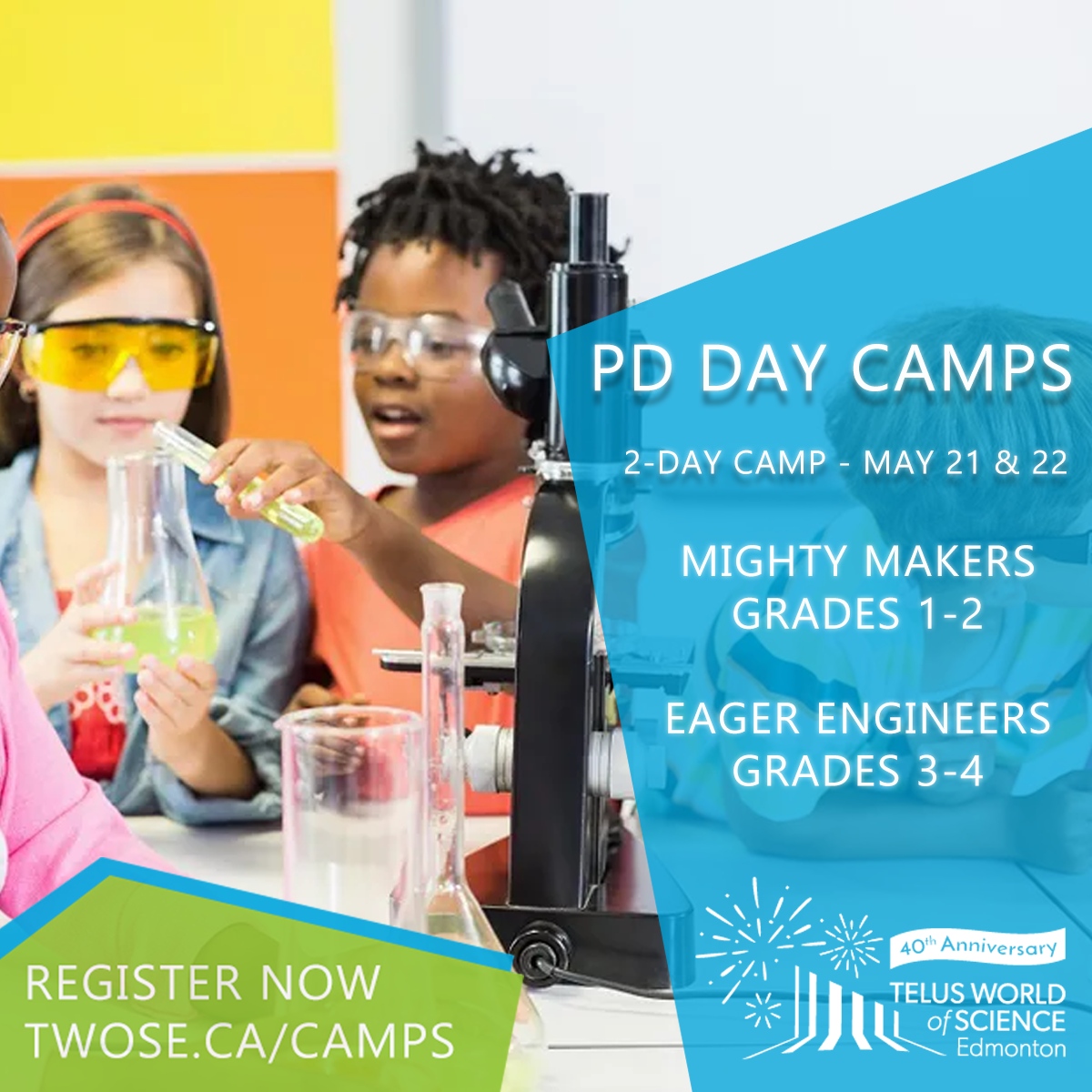 📢 Parents, don't forget! Keep your little ones engaged on PD days with 2-day camps on May 21 and 22! 👉 Mighty Makers - Grades 1-2 🧐🔍 👉 Eager Engineers - Grades 3-4 🧑‍🔬 Book now at twose.ca/camps
