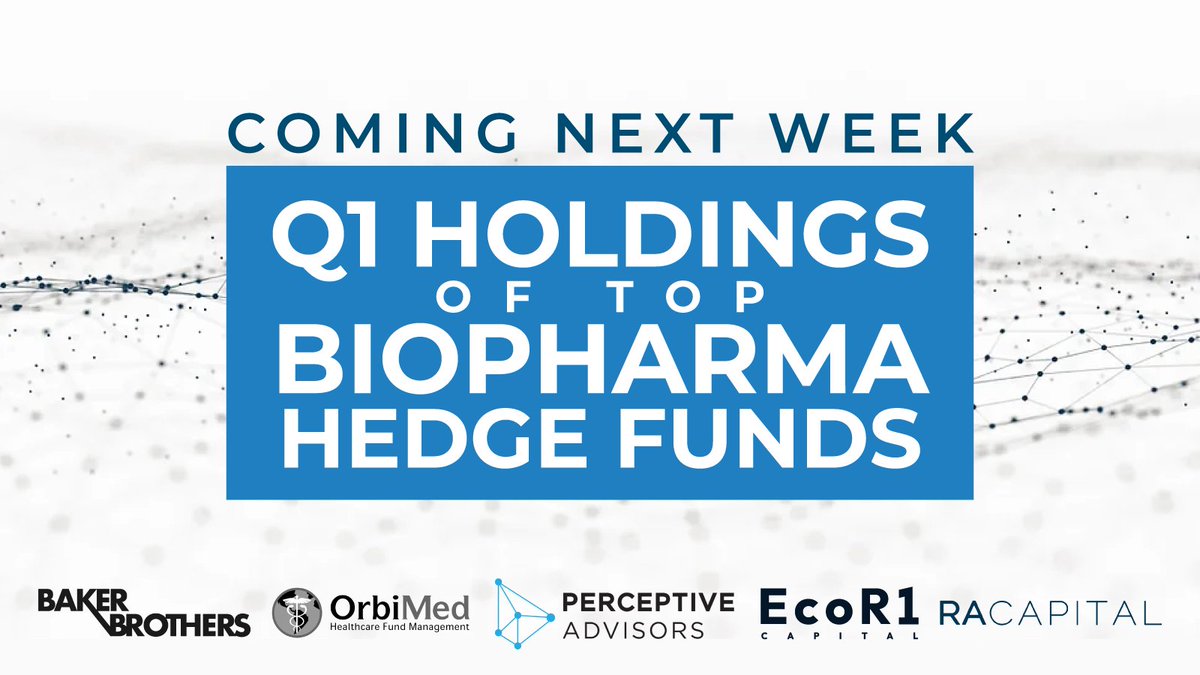 📌 Hedge Fund Q1 holdings (13F) data
Coming next week (5/15) ⚠️

We follow the top biopharma hedge funds 🐳
& capture their 13F data
& post it on our website

See comments for more info 👇