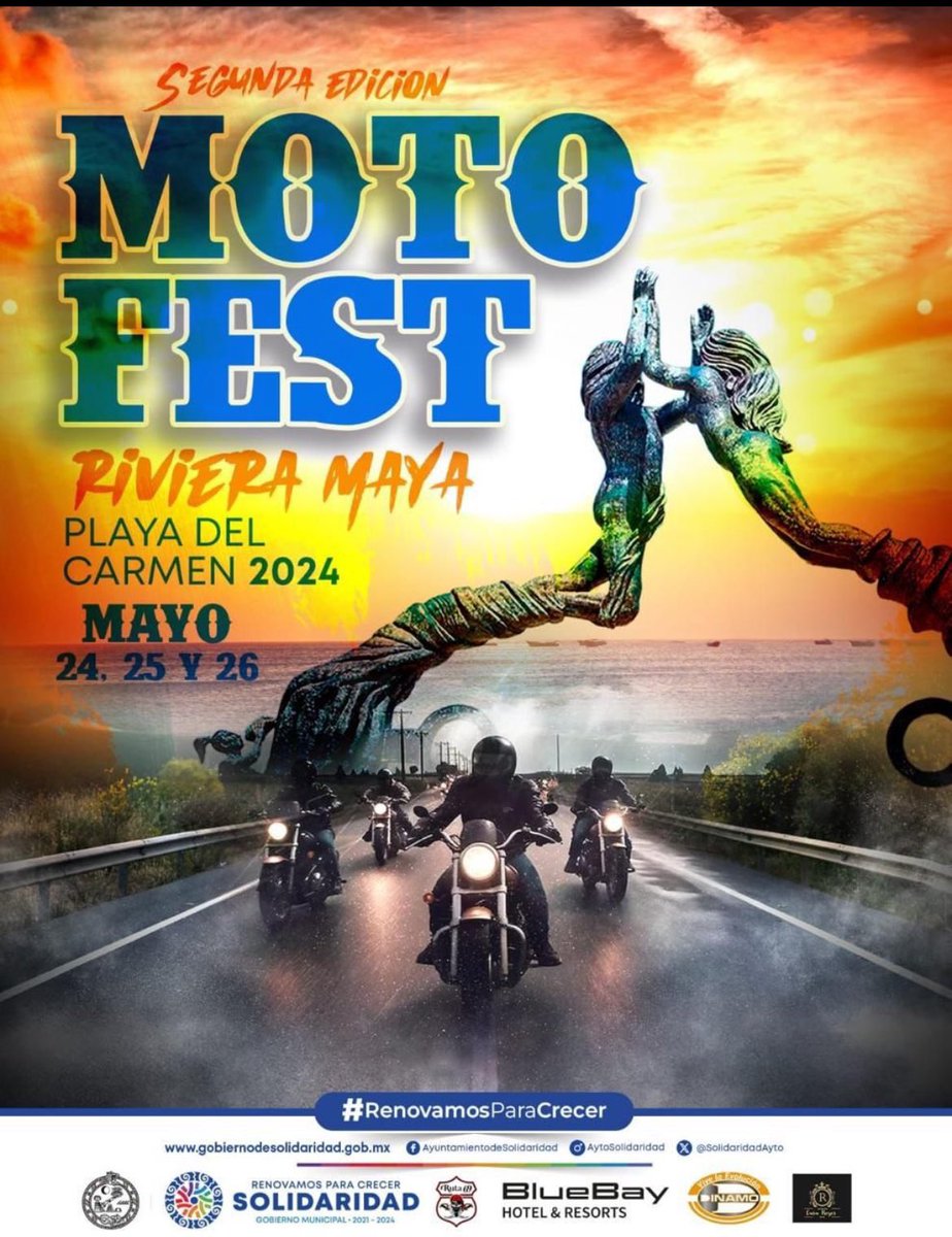 Segunda Edición del #MotoFestRivieraMaya 24 , 25 y 26 mayo #PlayadelCarmen #MotoFest