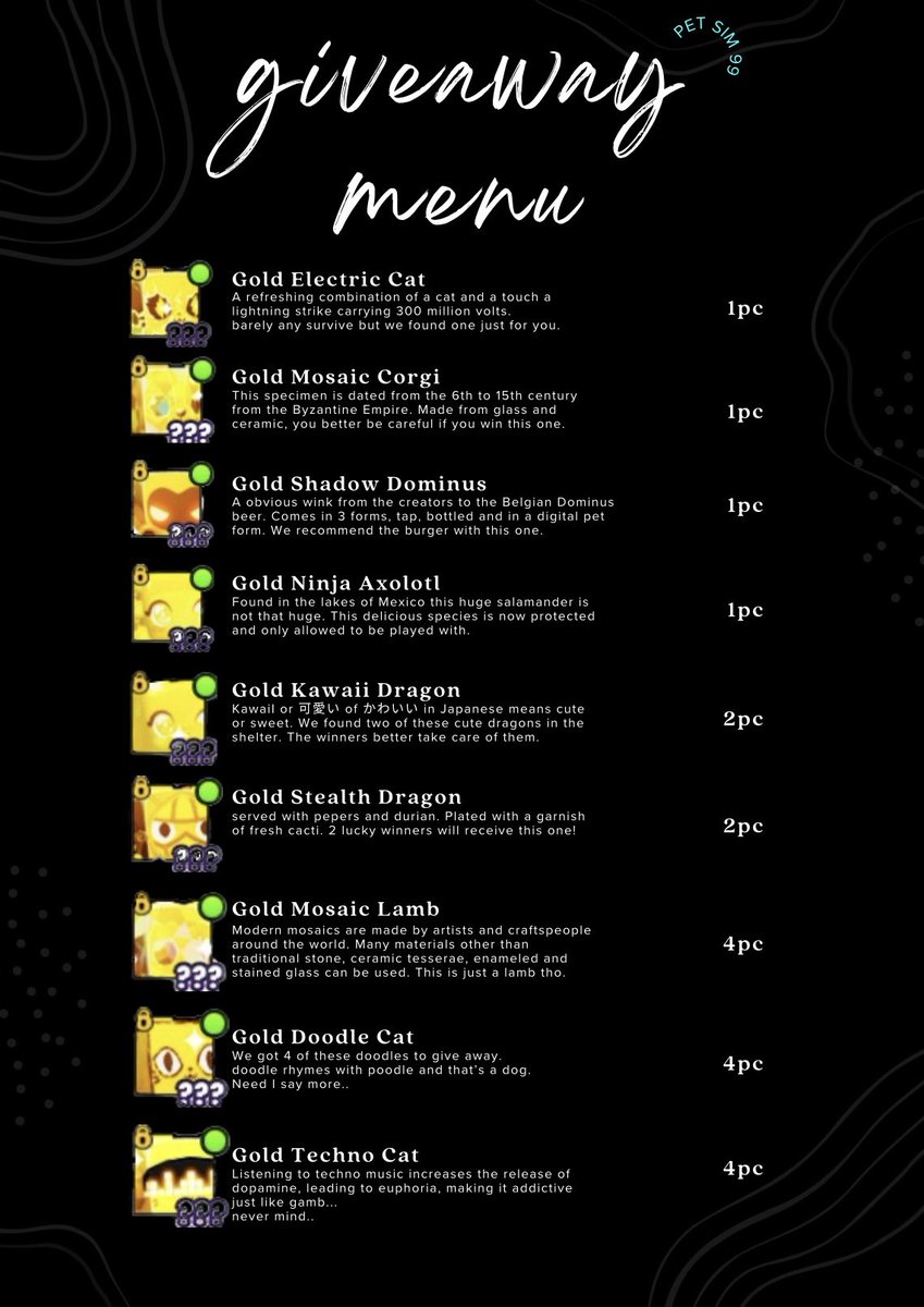 🍊biggest LOCC giveaway, giving away 20x rare gold huge worth 3b+
I want to personally thx slippy he is always supporting me 
requirement :
🏆 follow  me, <a href="/SlippyBloxx/">SlippyBloxx</a> 
✍️write your username
 🫡 thx the sponsor
⏳end in 7 days :3 good luck
#PetSimulator99 #petsim99 #roblox