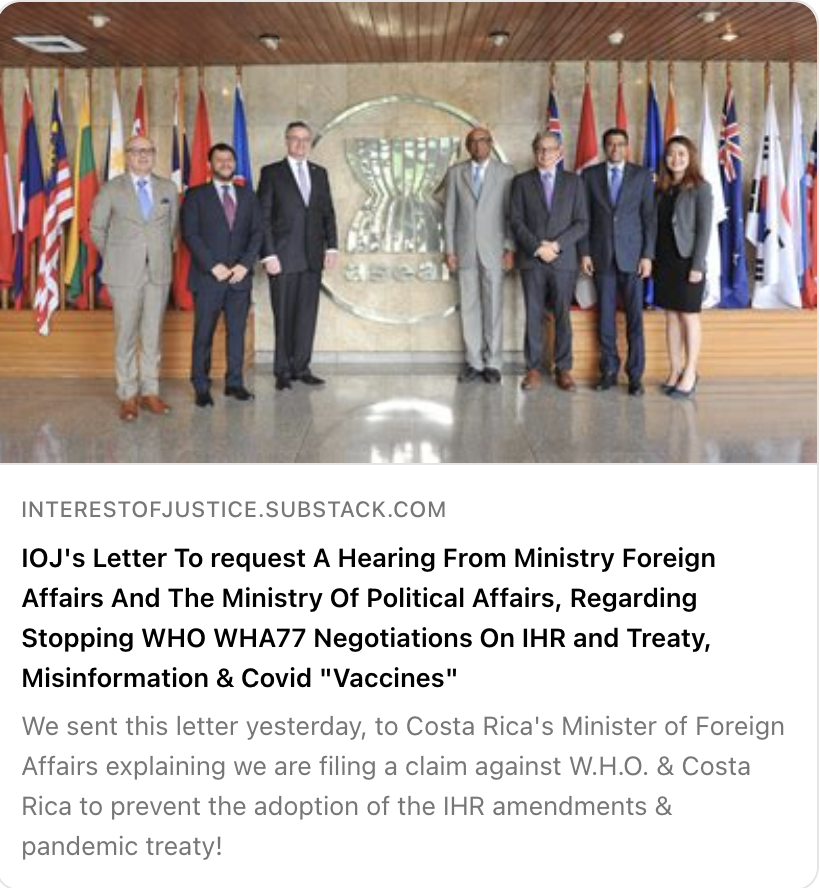 ⚖️💥 IOJ's Letter To request A Hearing From Ministry Foreign Affairs And The Ministry Of Political Affairs, Regarding Stopping WHO WHA77 Negotiations On IHR and Treaty, Misinformation & Covid 'Vaccines' #ExitTheWHO #SueTheWHO #StopGlobalCensorship #StopAgenda2030