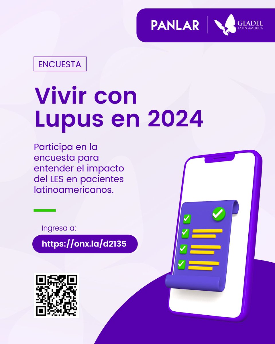 Hoy, en el Día Mundial del Lupus, GLADEL y Lupus Europa están llevando a cabo una encuesta para comprender mejor el impacto del LES en los pacientes latinoamericanos. 🦋 ¡Comparte tu voz y únete a esta iniciativa! 👉 onx.la/d2135 #DíaMundialDelLupus #EncuestaLES
