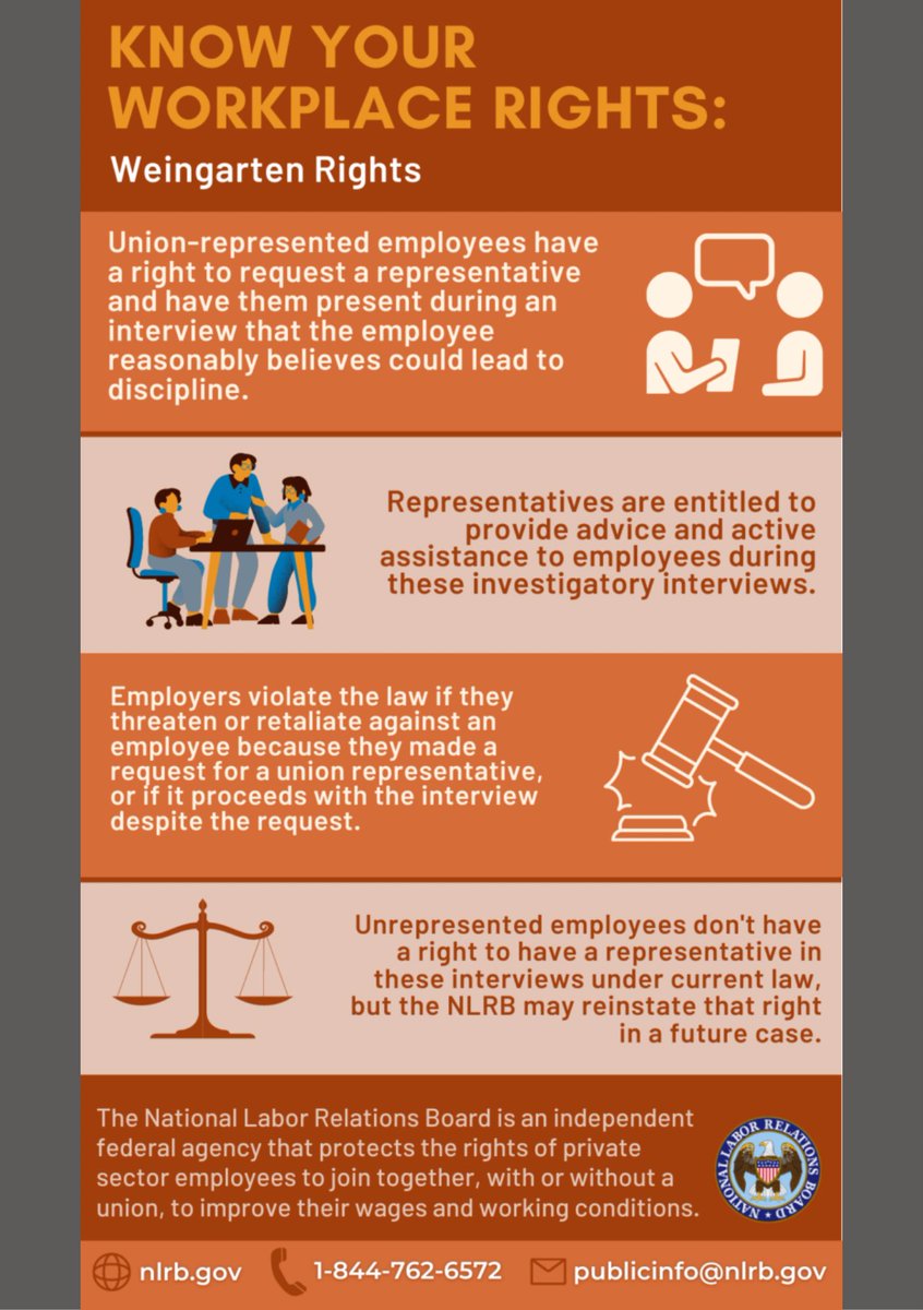 Credit to the @NLRB for this one. A great look at the rights you gain access to the moment your union is recognized. If you are an @apple store worker who has faced the unprecedented nation wide firings, aka #quietlayoffs, imagine what these rights could have done for your team.