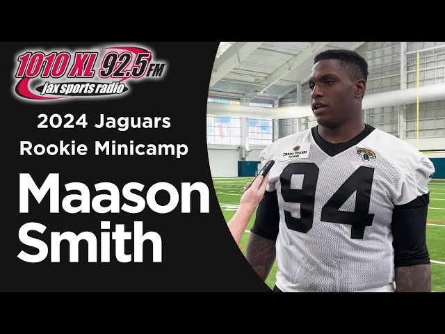 What has he thought of Jacksonville so far? What is his relationship like with fellow rookie CB Jarrian Jones ? ⬇️Full Video⬇️ Maason Smith 1 on 1 at Jaguars Rookie Minicamp youtu.be/2hYsUajwYAA