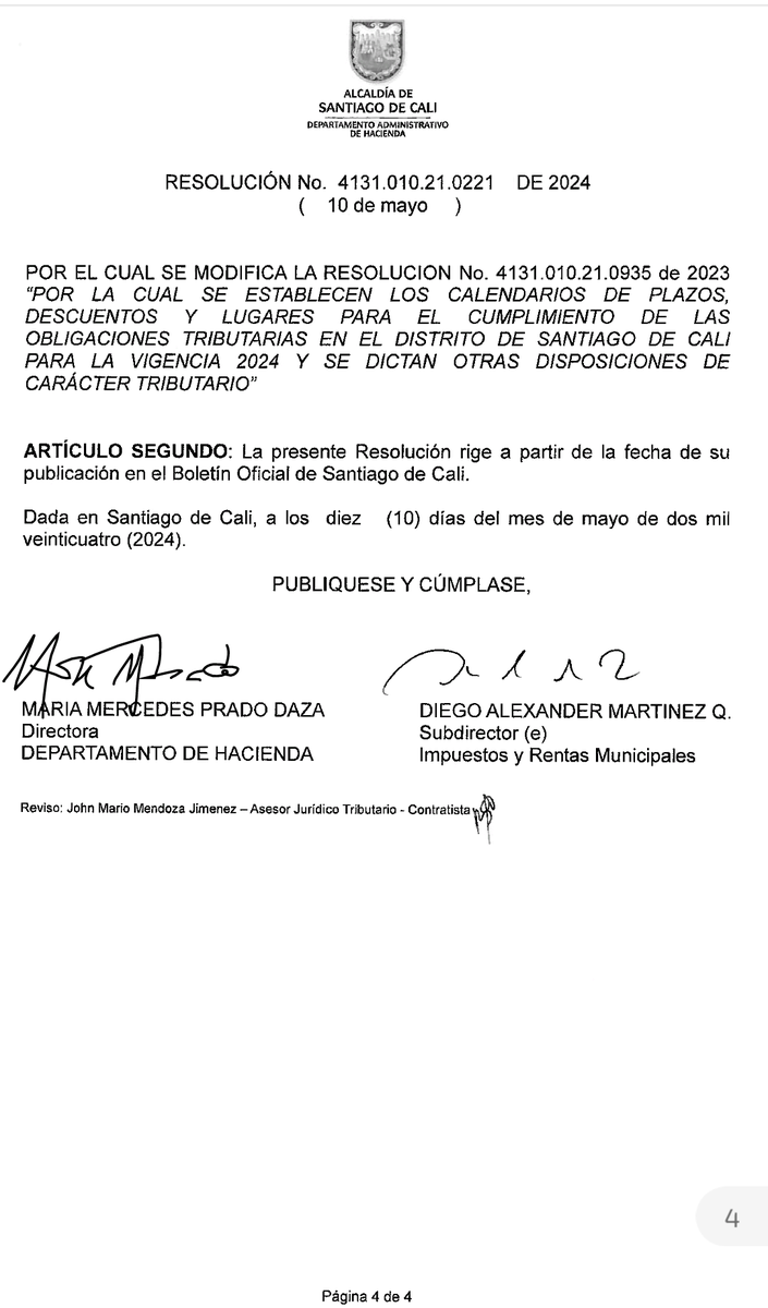 VYVAC_SAS's tweet photo. Alcaldía de Cali expidió hoy la Resolución No.4131.010.21.0221 con las nuevas fechas para la presentación de la declaración anual de ICA, lo anterior debido a los inconvenientes presentados en la funcionalidad de la plataforma tecnológica de la entidad desde el pasado 6 de mayo. https://t.co/dVyb8uyrKf