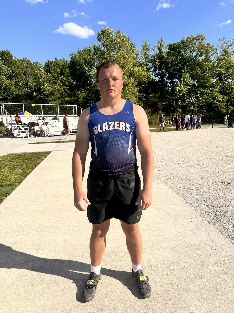 Just a Blazer doing Blazer things. <a href="/TSavasten/">Thomas Savasten</a> with a huge PR in the shot put! 51’11.75” to get 5th in a loaded Sunflower league meet. <a href="/blazerstf/">GE BLAZERS T&F/XC FAMILY</a>