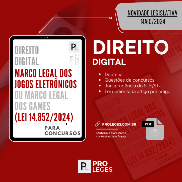 proleges's tweet photo. 🎯Lei 14.852/2024 (comentada artigo por artigo)
📚Marco Legal dos Jogos Eletrônicos (ou Marco Legal dos Games) 

📚Leis comentadas artigo por artigo:
https://t.co/oVgRxYF1Nr https://t.co/ydnms34sTB