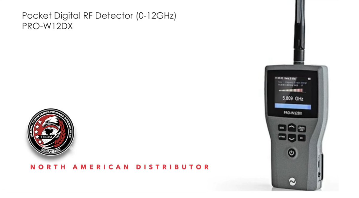 SOLUTION ALERT! Detect & Locate Signals from the Very Latest Covert Listening, Tracking, Cellular and Video Devices with the JJN PRO-W12DX RF Detector. 0-12 GHz Range. Watch the Video to Learn More: tinyurl.com/2h42mtfu #RF #TSCM #corporatesecurity #privateinvestigator