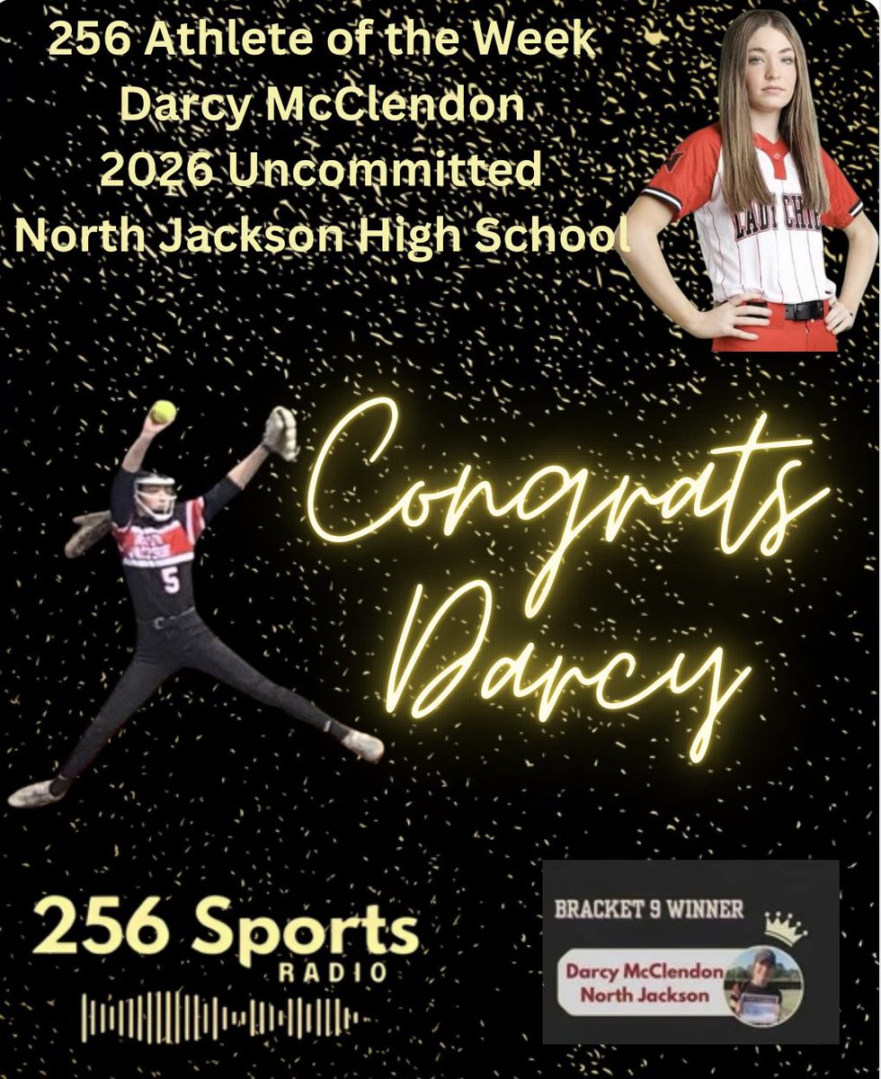 Congratulations to our #05 @darcyrose0408 (2026 Uncommitted) for being selected as the 256 Player of the week! 👏 Darcy is in the 10th Grade and attends North Jackson High School in Stevenson, AL. @JoeGuth08812179 @UAHCoachLes @UAH_SB @coachangelbrown @WallaceStSB