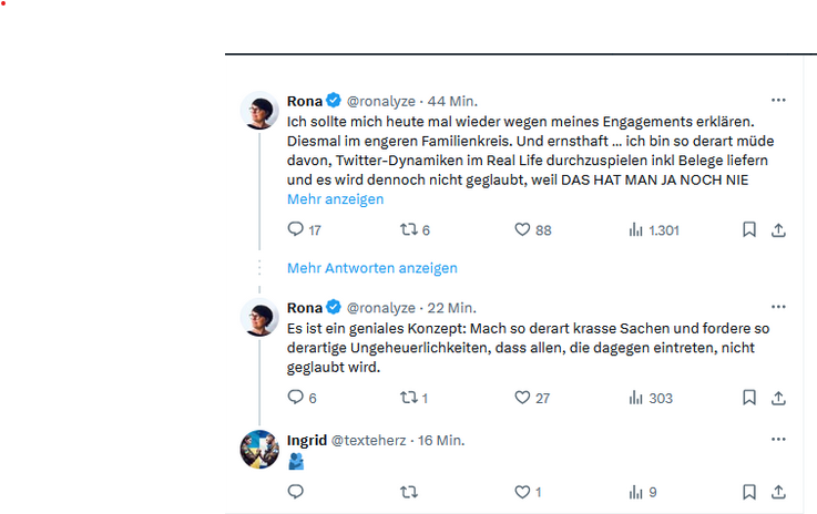 #TERF @ronalyze Rona Duwe! Dann lass es doch einfach sein, wenn dich Lügen, Hass und pervertierte Hetze ermüden.