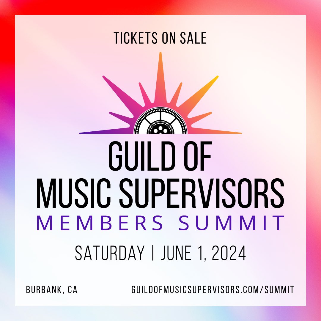 Not yet a Guild of Music Supervisors Member? Apply by May 15, 2024 to access registration to the Members Summit.  Visit our homepage to join. The Member Summit will take place on Saturday, June 1st, 2024.  See you there!