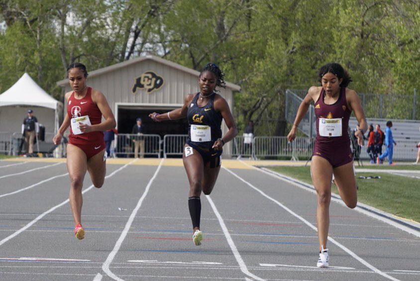 Women’s 200m Prelim | Aysha Shaheed is moving on to Sunday’s final with a qualifying time of 23.55!! #GoBears🐻