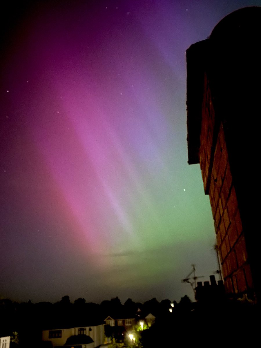 Northern Lights visible down south in Windsor in the UK! Amazing shot from the loft window with an iPhone and no enhancement! #aurora