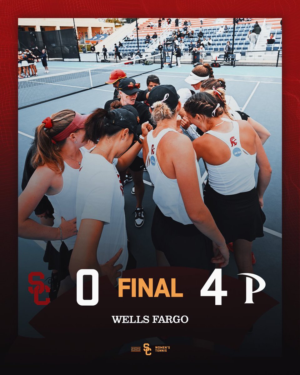 The Trojans dual season comes to an end in Malibu as USC falls in the NCAA Rd of 16. So proud of this team for the fight they showed all season long ✌️❤️ USC now turns its attention to the NCAA Singles & Doubles Championships, with Emma C., Grace P. & Eryn C. set to compete.