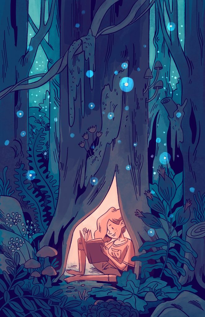 I didn't have an idyllic childhood. That's why I escaped into books, into the woods, into my imagination. (art by Corey Egbert)