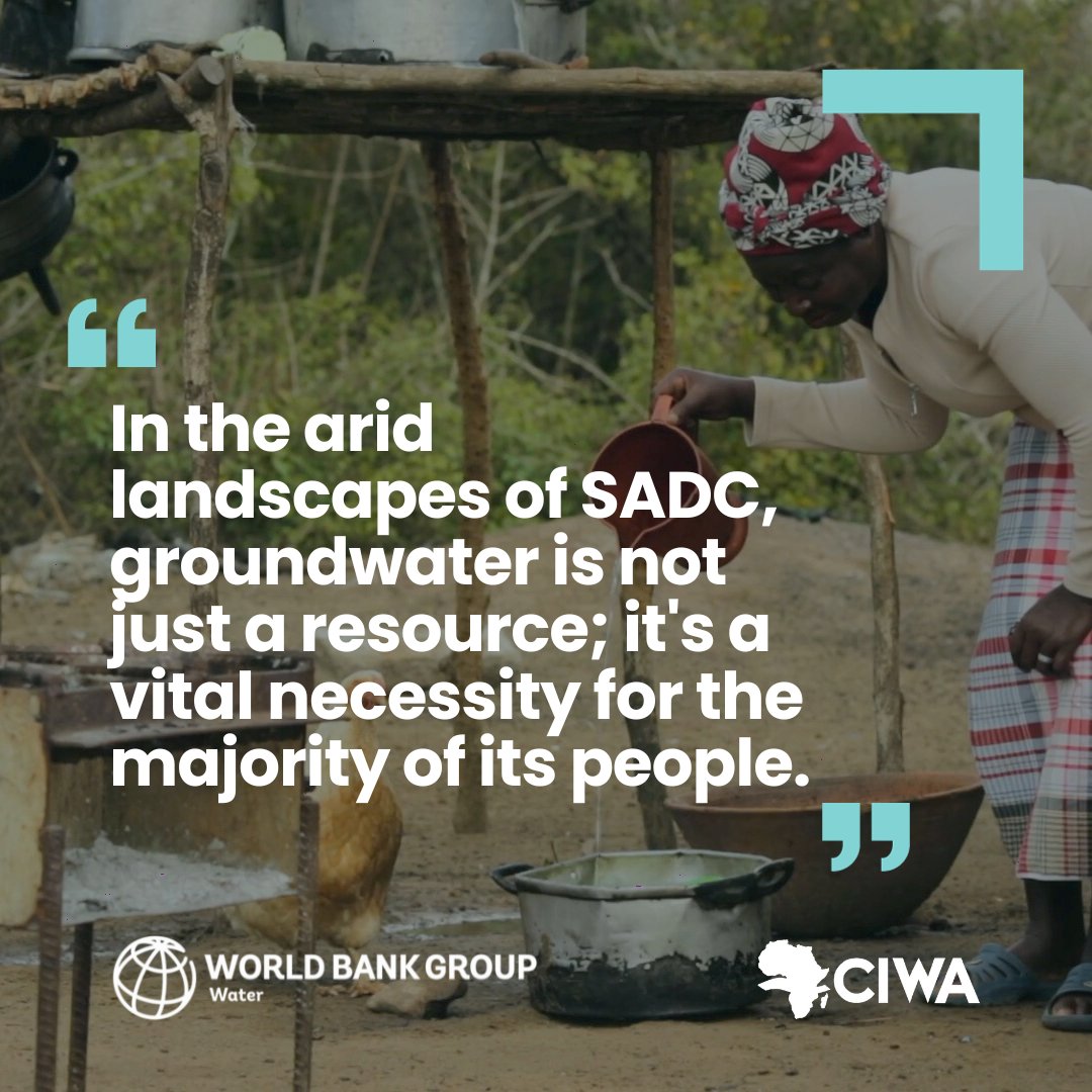 💧 Over 70% of the SADC relies on #groundwater, but sustainable management is crucial ♻️👷🏿 @‌CIWAprogram supports the @‌sadc_gmi project (phase II), scaling up #transboundary activities for inclusive groundwater management. Learn more 👉🏿 wrld.bg/H9rv50RwlHb