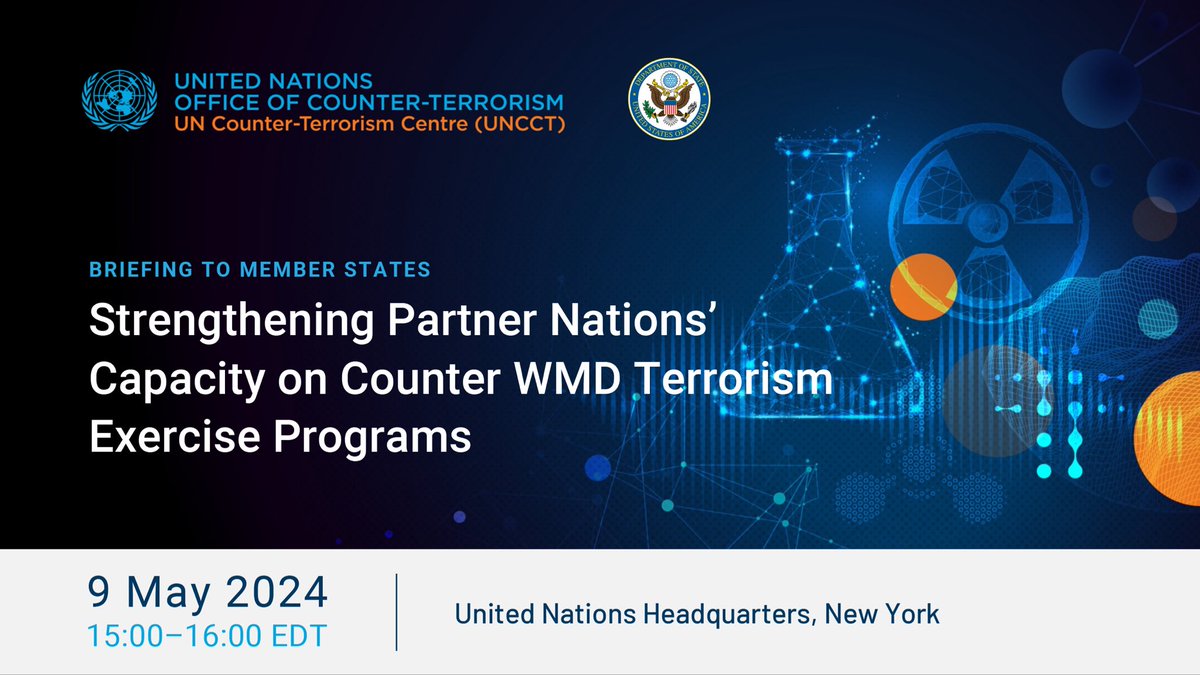 #UNCCT @un_oct & @StateISN briefed Member States at #UNHQ on a joint project aimed at designing & developing national #CounterTerrorism #CBRN exercises to prevent & counter #WMD terrorist threats and fostering  int'l cooperation

Project funded by #USA🇺🇸
#UNiteToCounterTerrorism