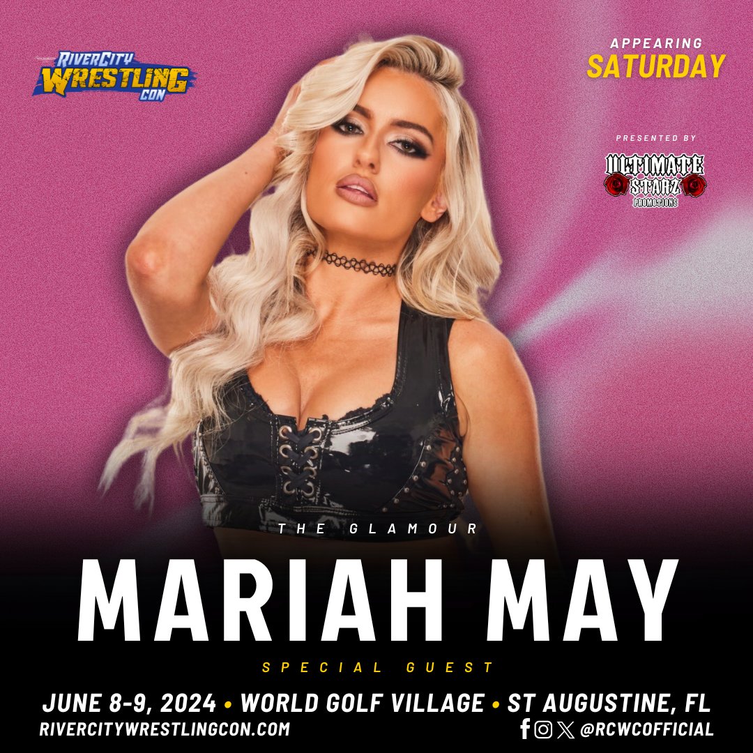 Catch @mariahmayx Saturday Only, brought to you by @ultimatestarzpr! Get your tickets and all the details through rivercitywrestlingcon.com/tickets. 🌟 #SmackDown