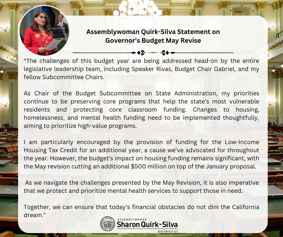 Read my statement on the Governor's May Revise.