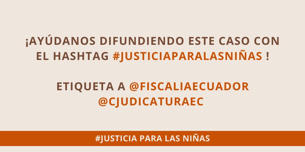 #JusticiaParaLasNiñas #LasNiñasNoSeTocan #LasNiñasNoSeViolan #LasNiñasNoSeMatan <a href="/DanielNoboaOk/">Daniel Noboa Azin</a> <a href="/FiscaliaEcuador/">Fiscalía Ecuador</a> <a href="/CJudicaturaEc/">Consejo de la Judicatura</a> <a href="/LuigiCadena/">Luigi Cadena</a>