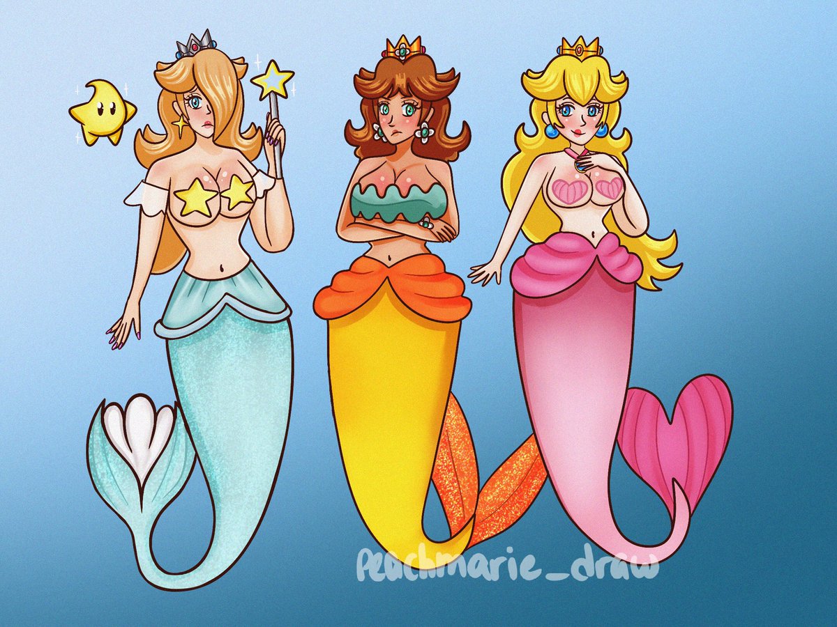 Mermaid Princesses

#mermay2024 #redraw #PrincessPeach #PrincessDaisy #Rosalina #PrincessRosalina #supermario #fanart #mario #PrincessPeachShowtime #nintendo #mermay