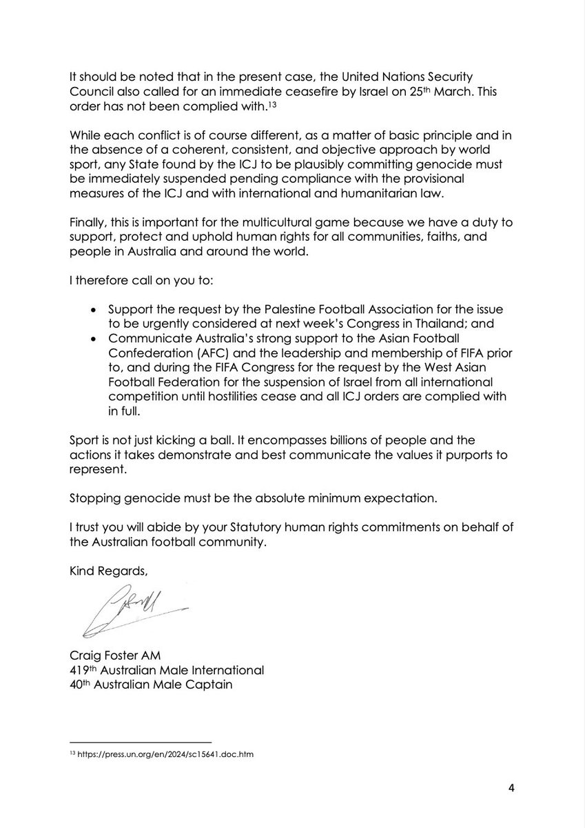 Letter of this week urging the suspension of Israel at next week’s @FIFAcom Congress.