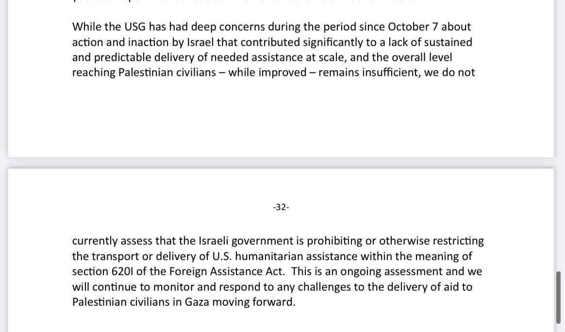 An astonishing paragraph from the State Dept. report. To paraphrase: We’re very concerned about the way Israel has restricted aid. But for the purposes of this report, Israel isn’t restricting aid.