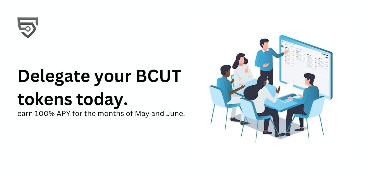Excited to announce a special promotion for everyone invested in the @bitsCrunch network!

Delegate your $BCUT tokens now and enjoy 100% APY incentives for the months of May and June. 

Don't miss out on this opportunity to maximize your rewards! #BCUT #DelegationIncentives