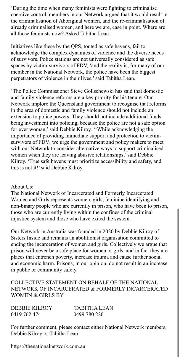 Here we are - on the slippery slope where cops are re-criminalising Aboriginal women when they ask for protection. This is why we must #defundthepolice & reimagine communities with realistic funding to build safety for us all Stop funding cops @QldPolice @NNetworkAu #freeher