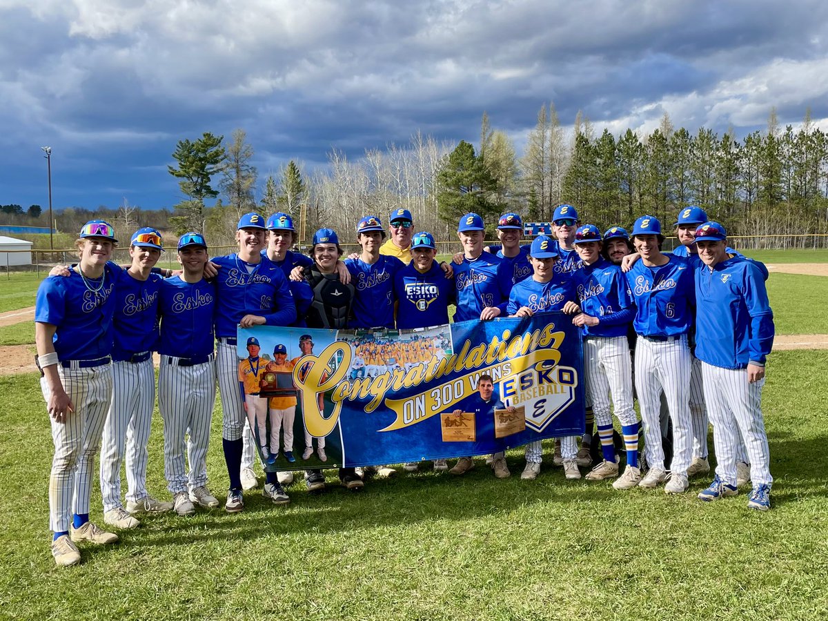 EskoBaseball (@eskobaseball) on Twitter photo The weather #BET. It lost. Tilt with <a href="/roseaubaseball/">Roseau Baseball</a> was squeezed in thanks to an 8 inning opening frame and a dominating no hit complete game by <a href="/finn_furcht/">Finn Furcht</a>
Finn and <a href="/HippBryce/">Bryce Hipp</a> with π£βs and Bobby Thornton added 2 hits.
Esko moves to 13-0. Coach Haugen picks up win # 300 The weather #BET. It lost. Tilt with <a href="/roseaubaseball/">Roseau Baseball</a> was squeezed in thanks to an 8 inning opening frame and a dominating no hit complete game by <a href="/finn_furcht/">Finn Furcht</a>
Finn and <a href="/HippBryce/">Bryce Hipp</a> with π£βs and Bobby Thornton added 2 hits.
Esko moves to 13-0. Coach Haugen picks up win # 300