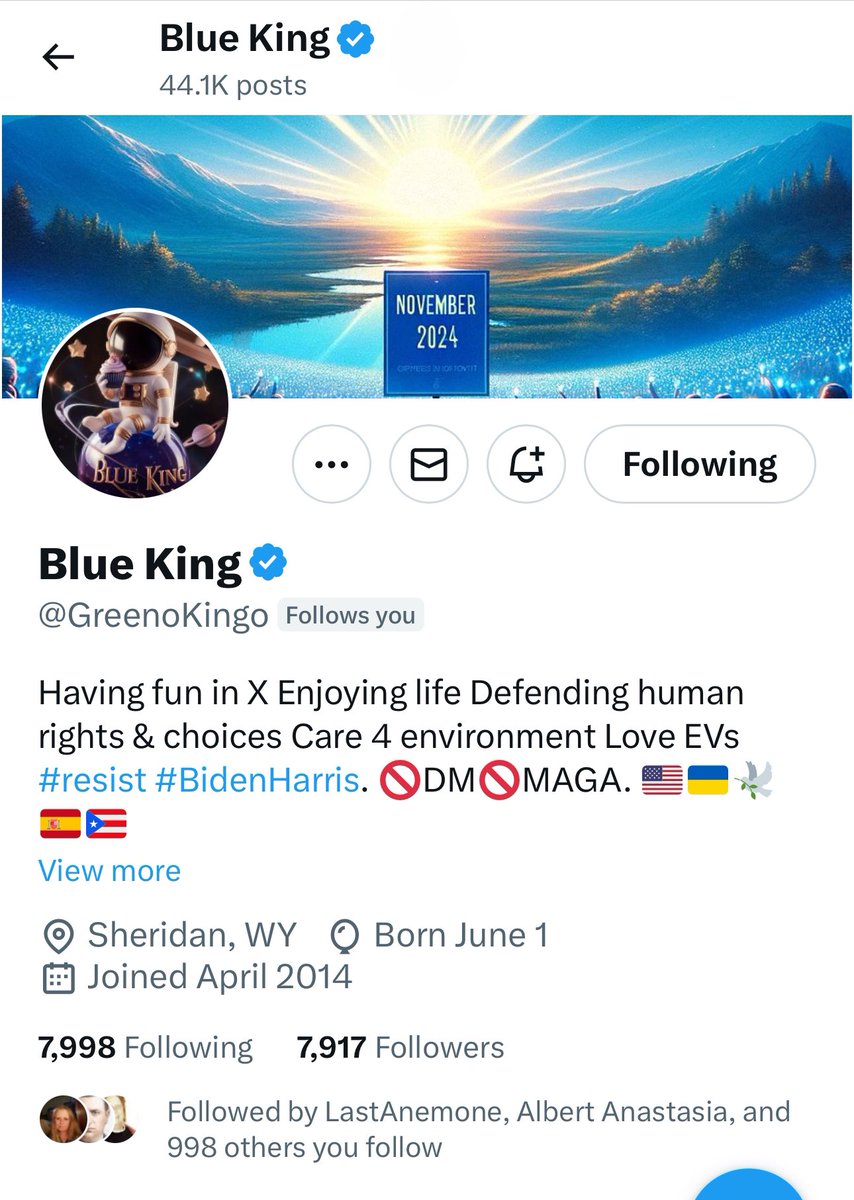 Blue King @GreenoKingo is only 83 away from 8K 💙REPOST💙