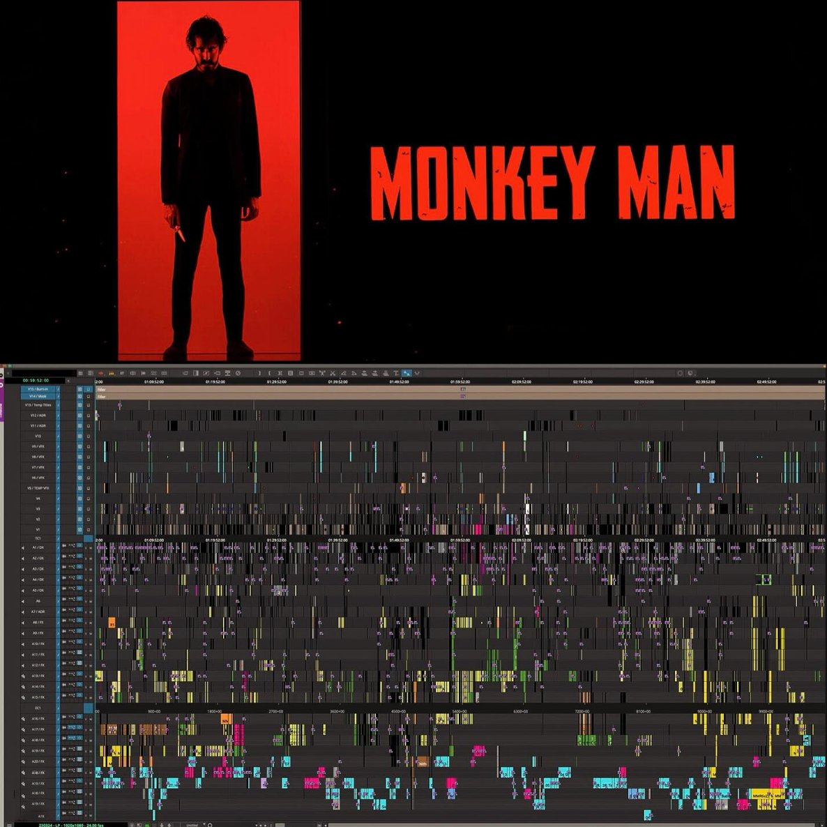 🎬 Monkey Man 📷 instagr.am/djancso ▶️ avid.com/media-composer #monkeyman #edit #avidmediacomposer #editing #editor #postproduction #mediacomposer #avid