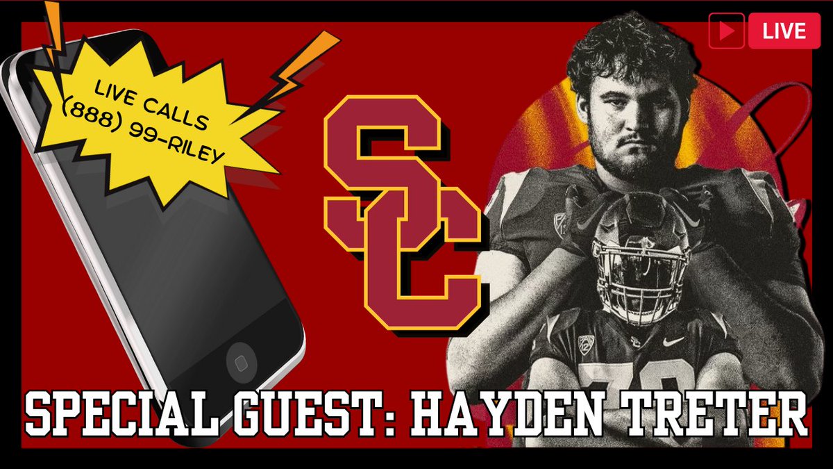 🌴✌️Special guest Hayden Treter joins Matt and me on the first USC call-in show where the fans are the stars, The Conquest Call-In Show: ✌️🌴 ⚔️ USC WR room not Top 10? ⚔️ NT the elephant NOT in the room ⚔️Plus your calls! 888-99-RILEY 🕕 6pm PT/9pm ET 📺 youtube.com/watch?v=jIf3sR…