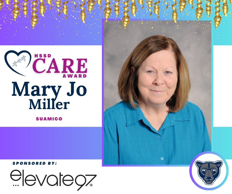 Please join us in congratulating Mary Jo Miller, @SuamicoElem Special Education Aide and 2024 HSSD CARE Award winner! 🥳 Mary Jo’s work makes a true impact on our students, staff, and families. Thank you to Elevate97 for their support and sponsorship of this award. 💗 @E97