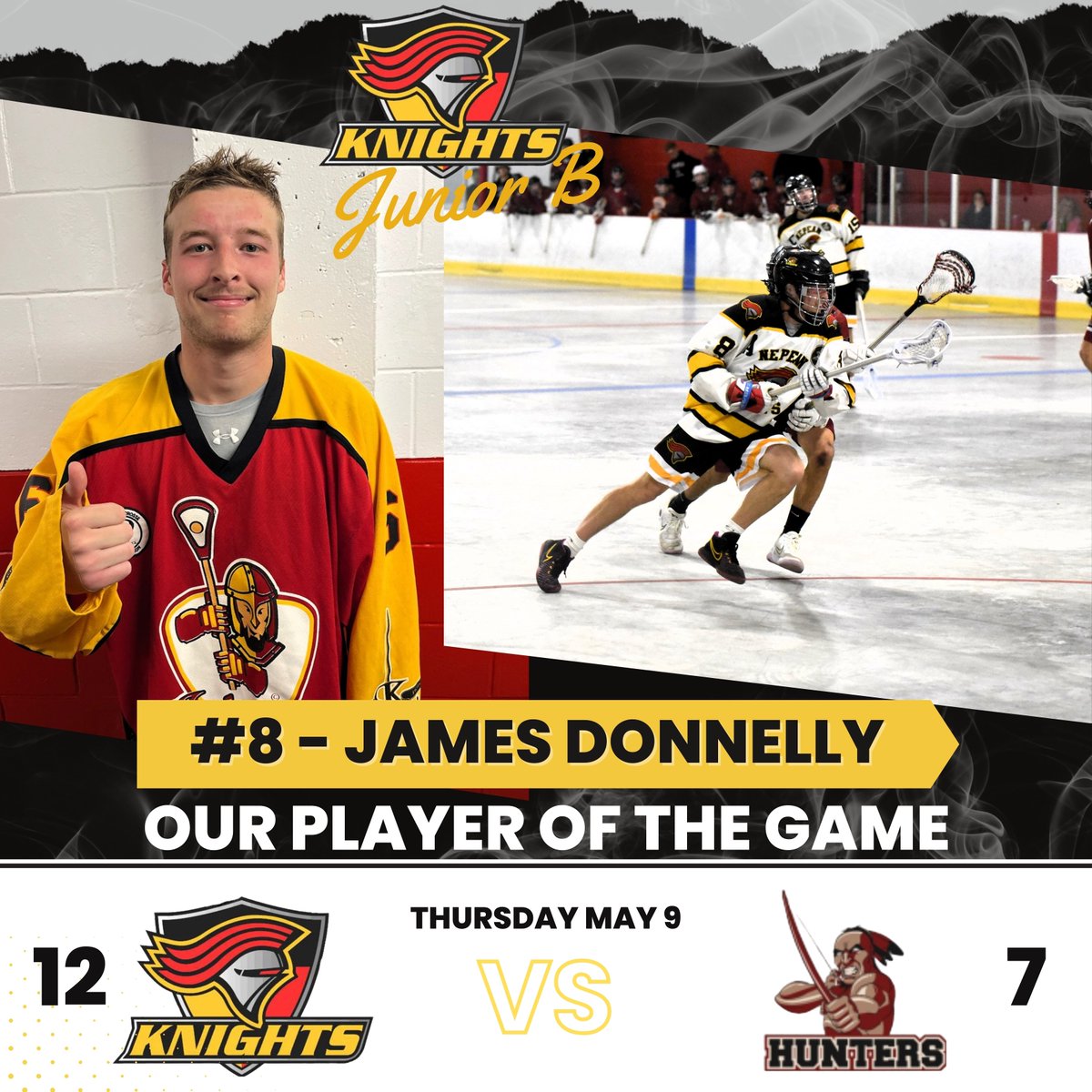 How's this for your first game back: 5+1=6 and a big W! That was James Donnelly last night, our Player of the Game from our win over Kahnawake, pushing us to 6-0. Well done, Jimmy!