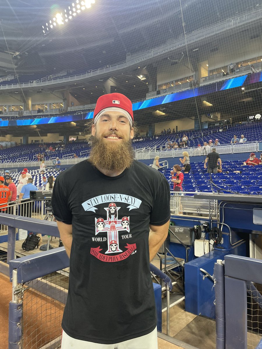 Brandon Marsh found this tshirt waiting for him in his locker today. His late father, Jake, was a huge fan of Guns N’ Roses. No one who designed the t-shirt knew that. Marsh sees it as another sign that is father is always with him. “It was meant to be” inquirer.com/phillies/phill…