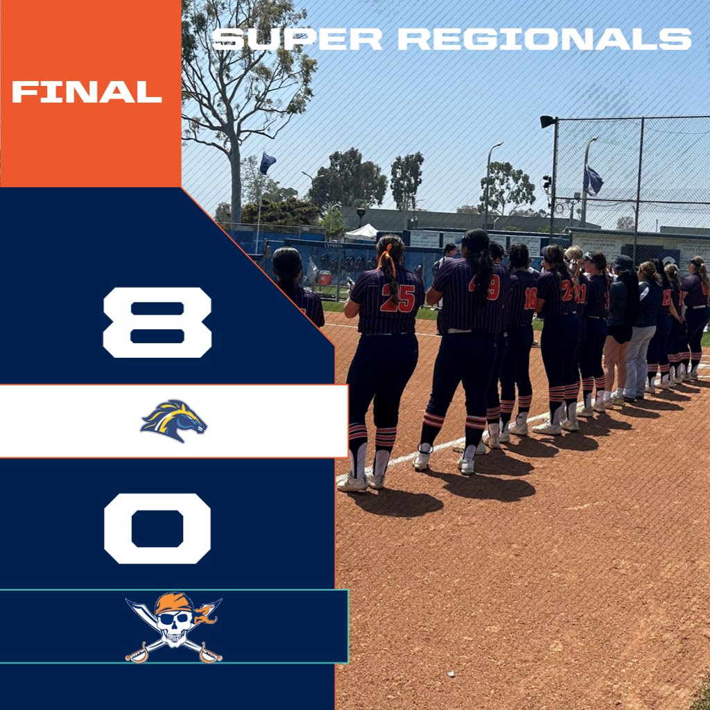 One big, bad inning spoiled Game 1 of the Super Regionals for the Pirates as the fell to host Cypress, 8-0 in five innings on Friday. Game 2 will take place at Cypress on Saturday, beginning at 12 p.m. Pirate Nation wants a LONG Saturday of softball! GO COAST!! @orangecoast