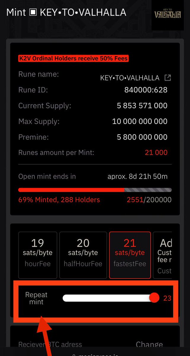 🚨 The 'REPEAT MINT' function is now LIVE on the MagicRunes platform!  🤩
The @L1ON_BTC team contines to ship features and improve the user experience to give our community the best and CHEAPEST #RUNES minting experience!