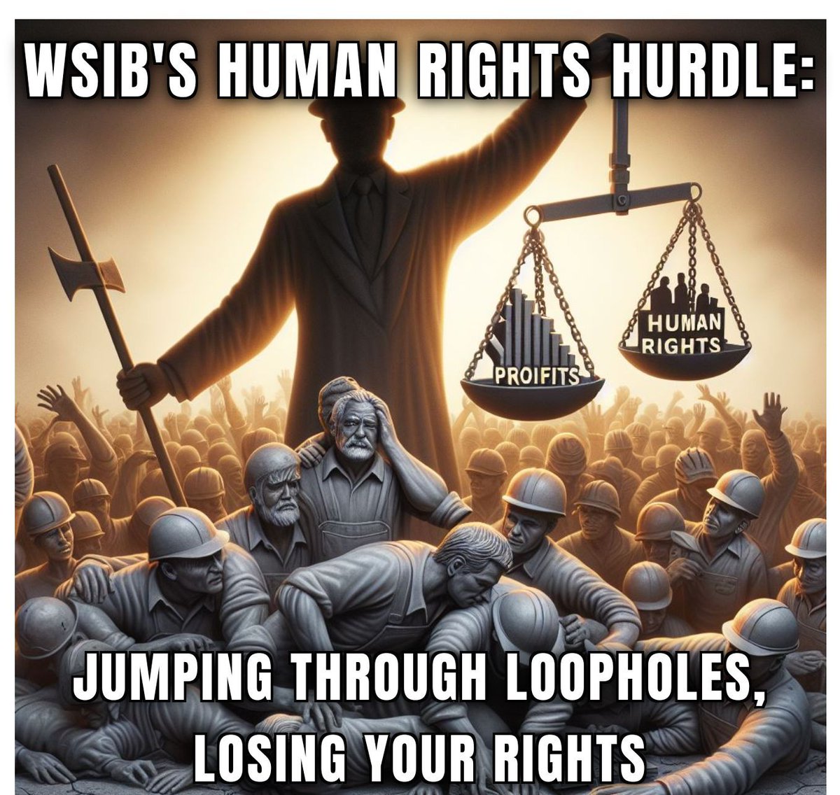 WSIB's human rights hurdles: jumping through loopholes, losing your rights. Let's break down these barriers and ensure fair treatment for all workers! #WorkersCompIsARight #InjuredWorkers #FairTreatment
