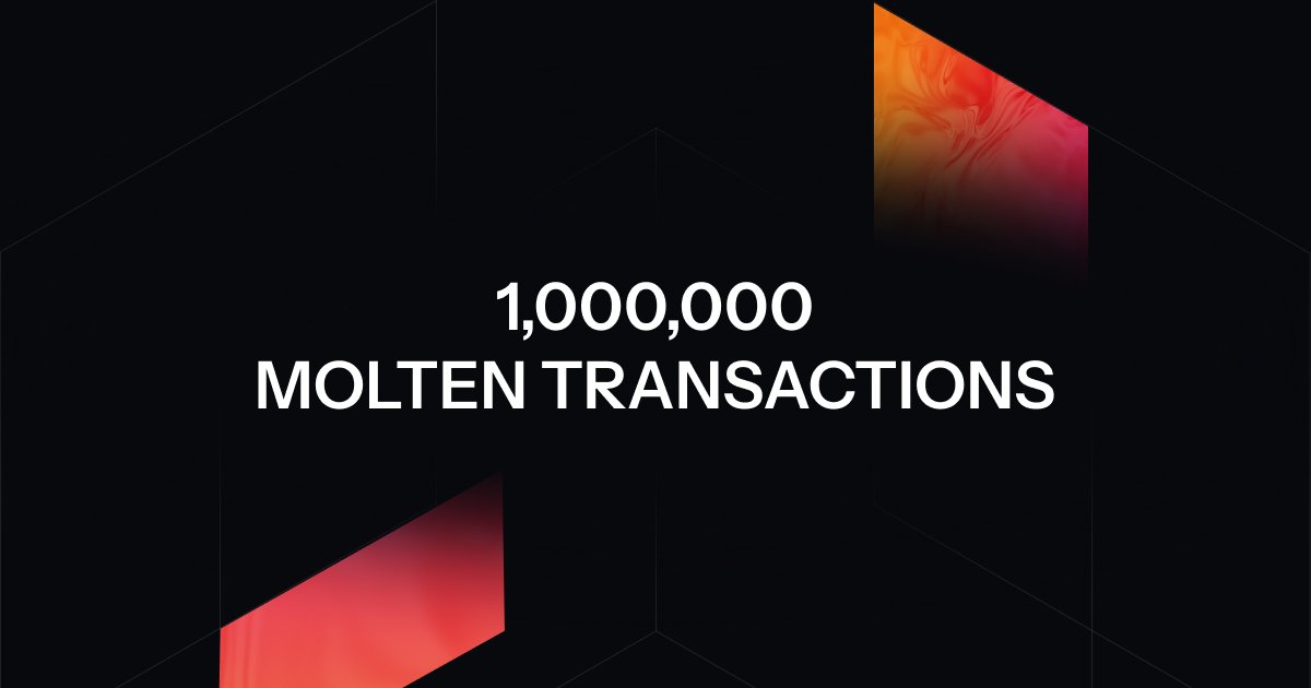 🎉 Molten has crossed over 1,000,000 on-chain transactions! 🎉

With block times as low as 0.25 seconds, #molten is the only rollup built specifically for traders & protocols alike live today 🌋