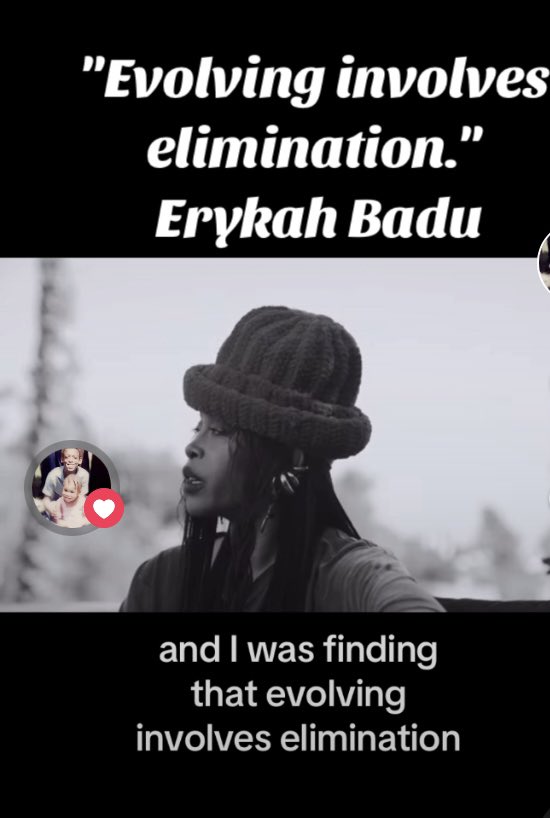 'Evolving involves elimination.' -Erykah Badu 
#lifequotes #QOTD #erykahbadu